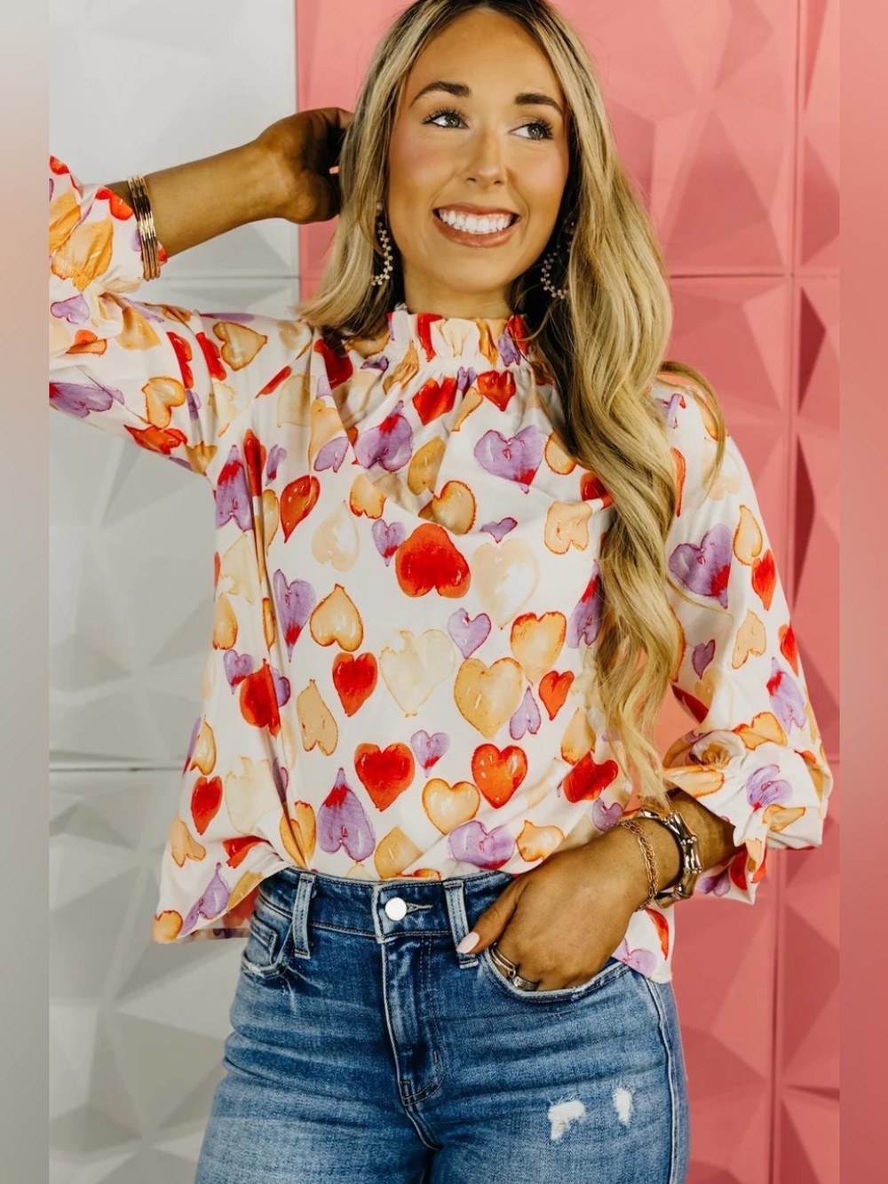 Boutique Heart Print Blouse